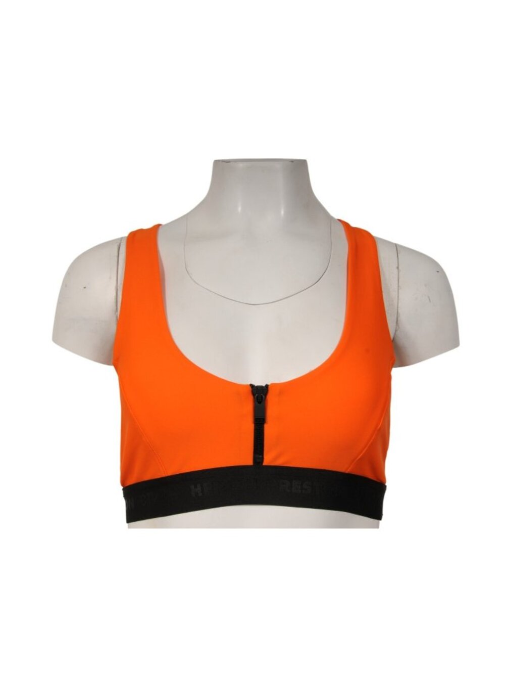 Heron Preston Womens Front Zip Sports Bra Size Medium Orange Black